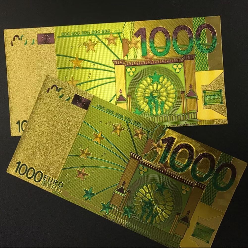 5pcs Gold 1000 Euro Bills, Gold Plated Bills Euro Money Banknotes for  Bookmark : Amazon.co.uk: Toys & Games