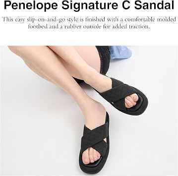 COACH Penelope Signature C Sandal, Charcoal/Black 6.5