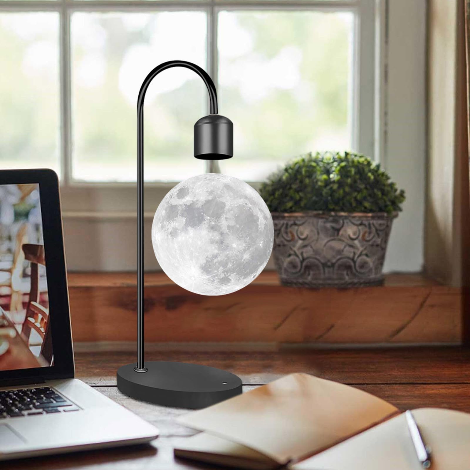 Magnetic Levitating Moon Lamp Levitation Plastic Black Table
