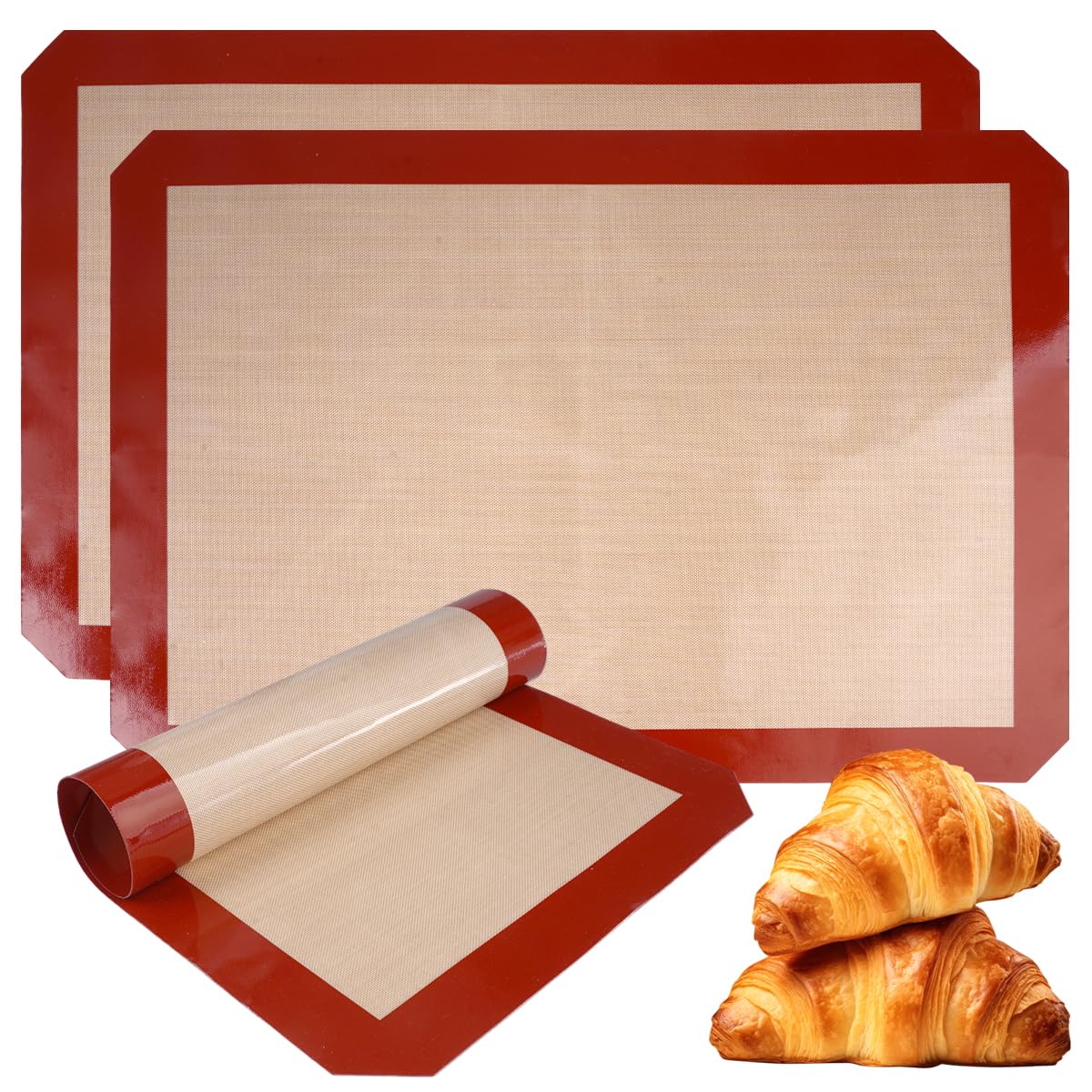 Tapis de Cuisson Silicone pour Four 3 Pièces Réutilisable Anti-Adhésif Sans BPA