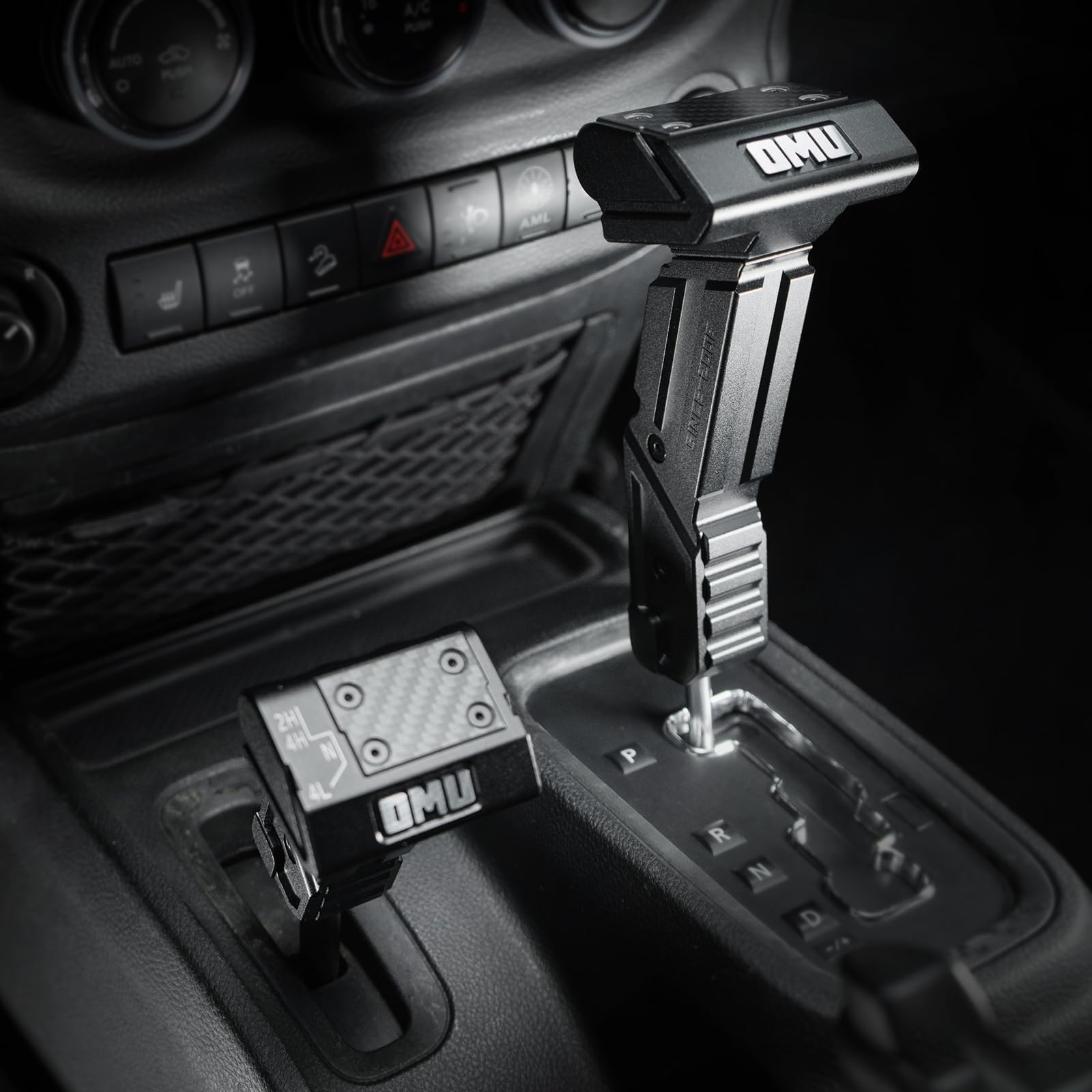 OMU Automatic Gear Shift Lever Knob Shifter Transfer Case Lever Handle Kit Compatible with Jeep Wrangler 2011-2018 JK JKU