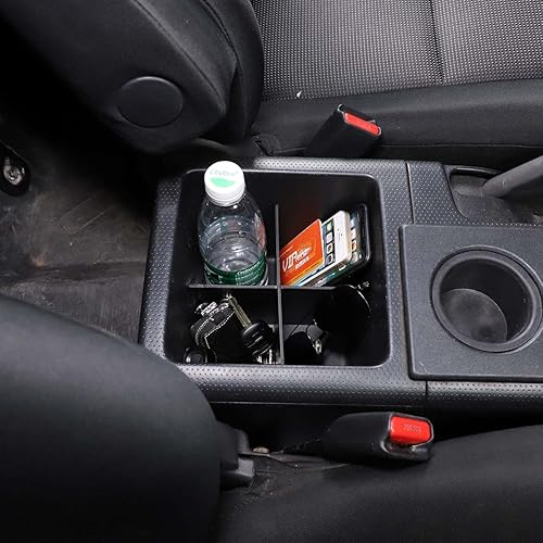 Miniatura 5 de LLKUANG Caja de almacenamiento de reposabrazos de consola central negra ABS para Toyot@ FJ Cruiser 2007-2021, organizador interior para reposabrazos