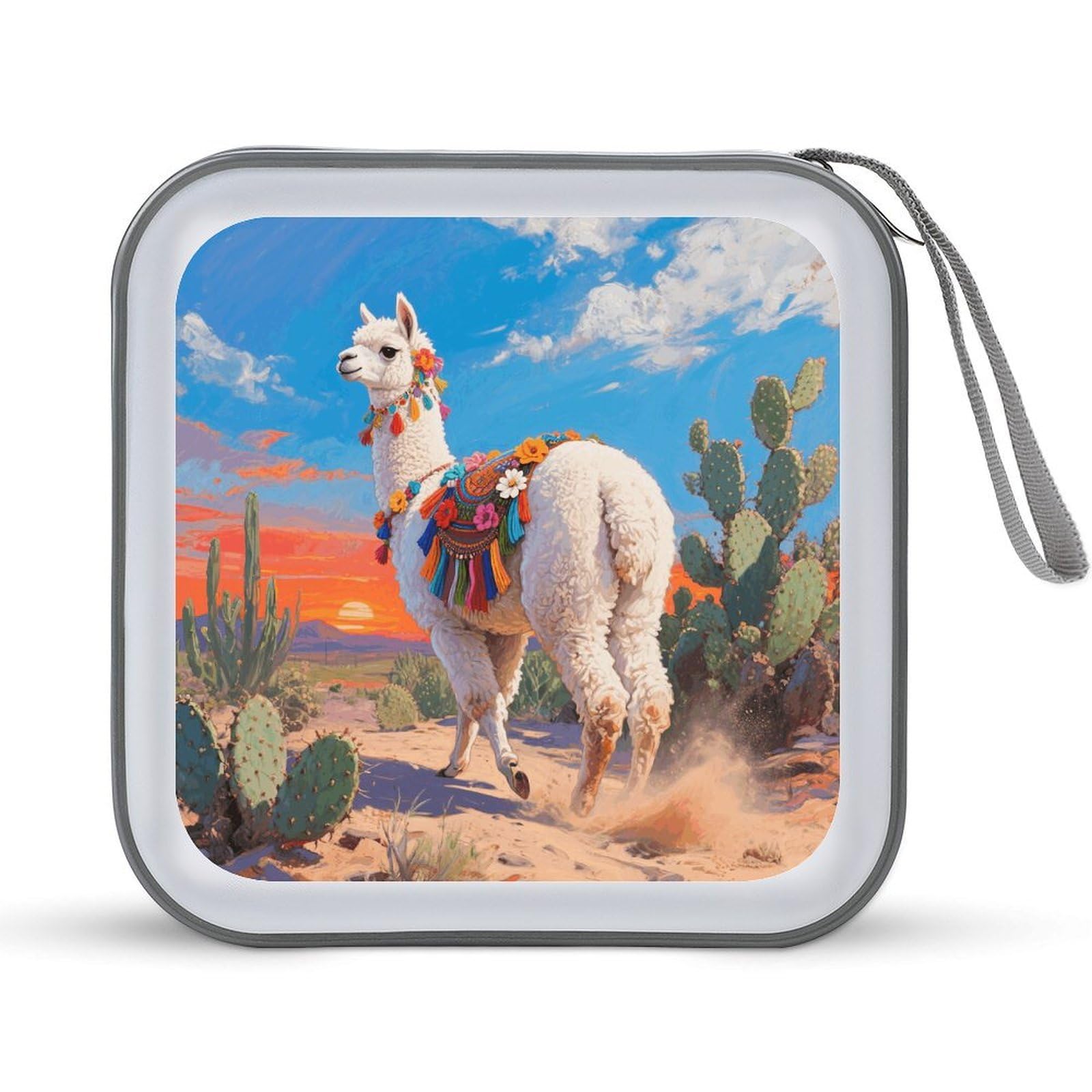VstaDank White Alpaca DVD Case With Zipper Portable CD Case Hardshell DVD VCD Binder Storage Box EVA Protective Blu-ray Wallet 40 Capacity CD Wallet Movie Music Media Disc Wallets