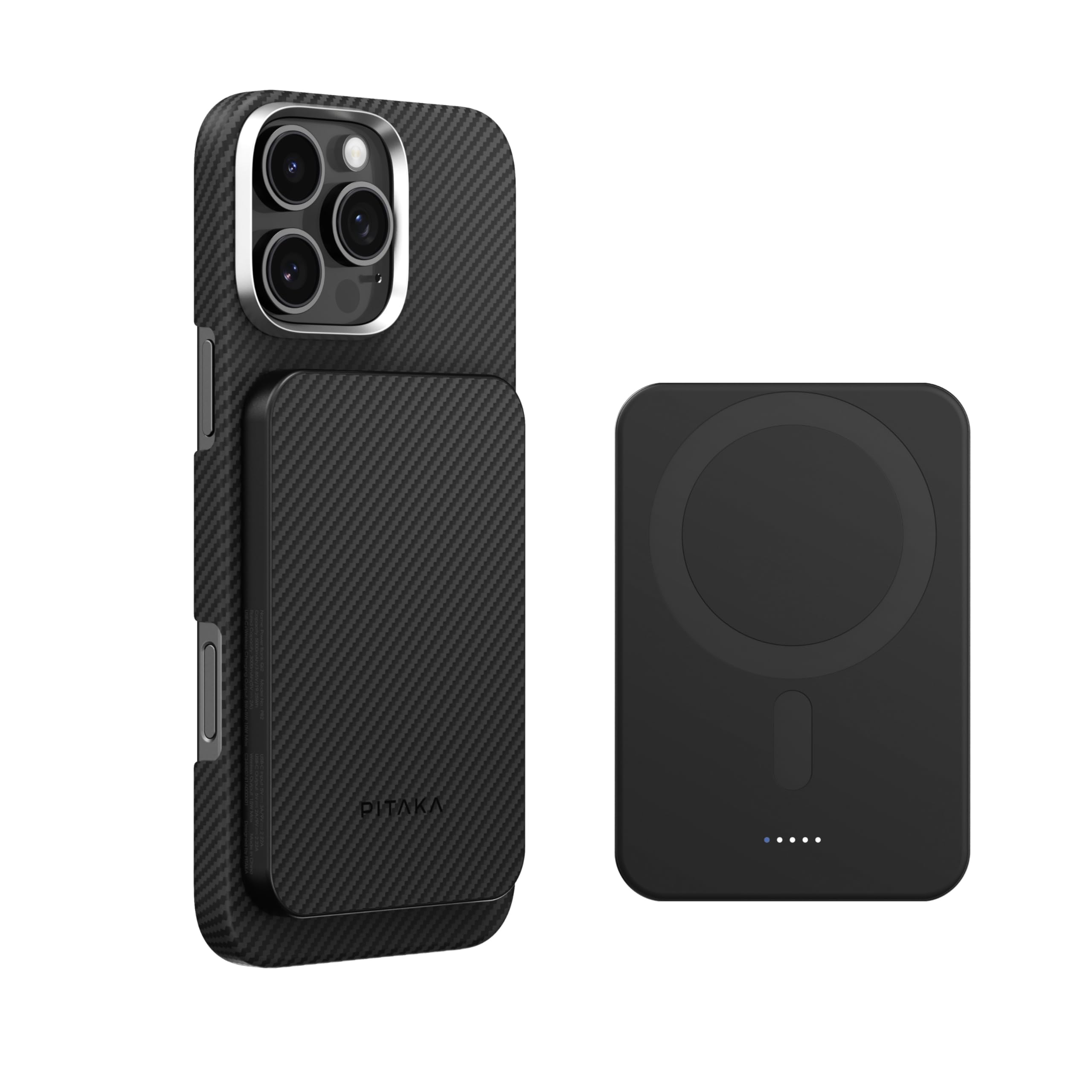 PITAKA アラミドファイバー モバイルバッテリー 5000mAh Amazon | PITAKA Qi2 モバイルバッテリー 軽量 薄型 MagSafe対応