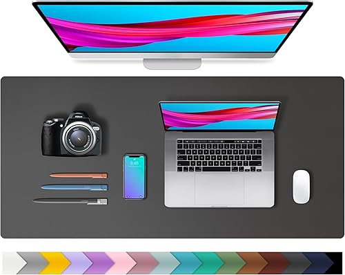 Miniatura 306 de Aothia Protector de escritorio de cuero, alfombrilla para mouse, alfombrilla de escritorio de oficina, antideslizante, de piel sintética, Agua,Azul