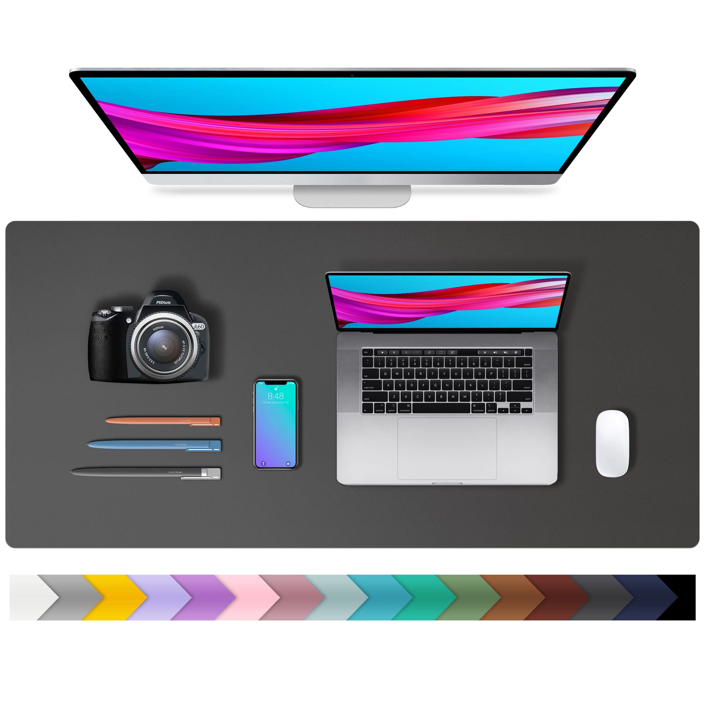 Aothia Leather Desk Pad Protector, Mouse Pad, Office Desk Mat, Non-Slip PU Leather Desk Blotter, Laptop Desk Pad, Waterproof Desk Writing Pad for