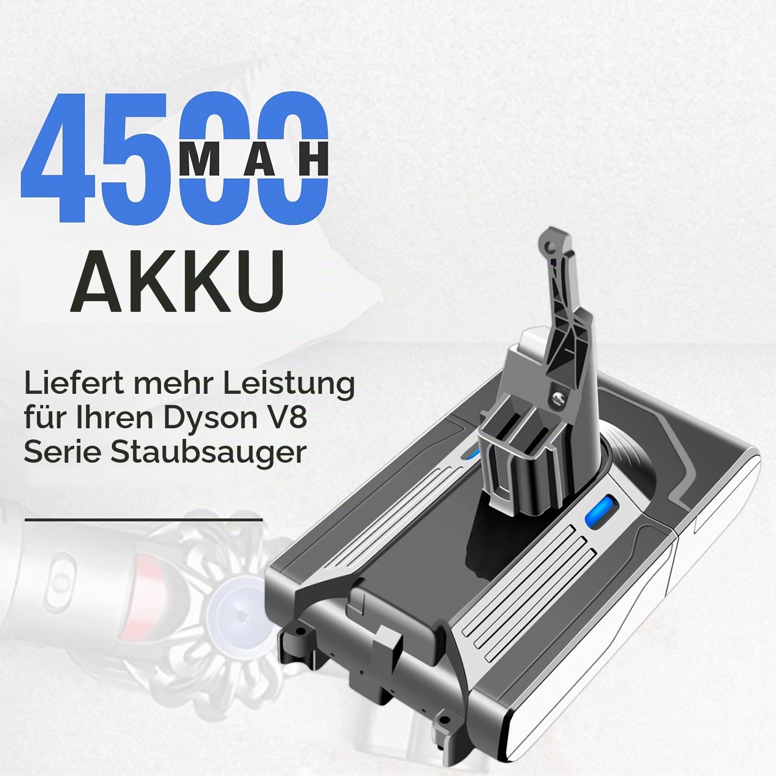 4,5Ah Ersatzakku Kompatibel mit Dyson V8 SV10 Akku Staubsauger V8Absolute, V8Animal, V8Fluffy 214730-01 Li-Ionen Batterie mit Pre-und Post-Motor Filter