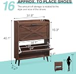 Barnyatoh Armoire de rangement de chaussures, Organisateur de chaussures de ferme avec 2 Tiroirs à bascule & Conception de porte d'éponge,Cabine de chaussures minces et cachées pour entrée, foyer, hall d'entrée, Walnut