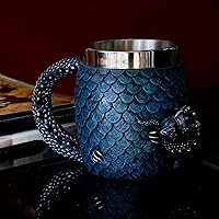 Vista 4 de GOT Dragon Egg Coffee Mug - Medieval D&D Beer Stein Tankard 15.8OZ Stainless Drinking Mug for Dragon Lovers Collector - Novelty Gothic Dungeons and