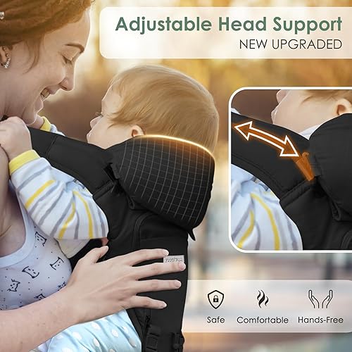 Miniatura 2 de FRUITEAM Portabebés para recién nacidos a niños pequeños 6 en 1, taburete de cintura de cadera con soporte para la cabeza y lumbar, seguridad -