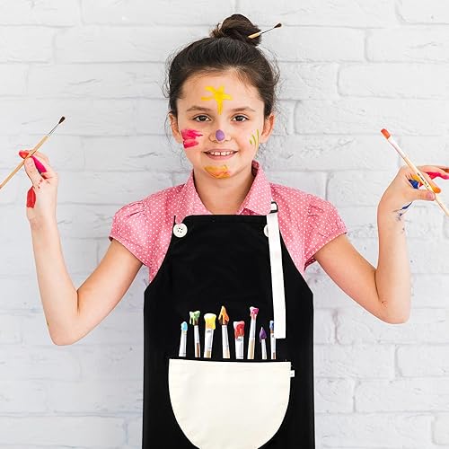 Miniatura 6 de Delantal de pintura de artista negro con bolsillo para pintura, cocina y manualidades (5-8 años)