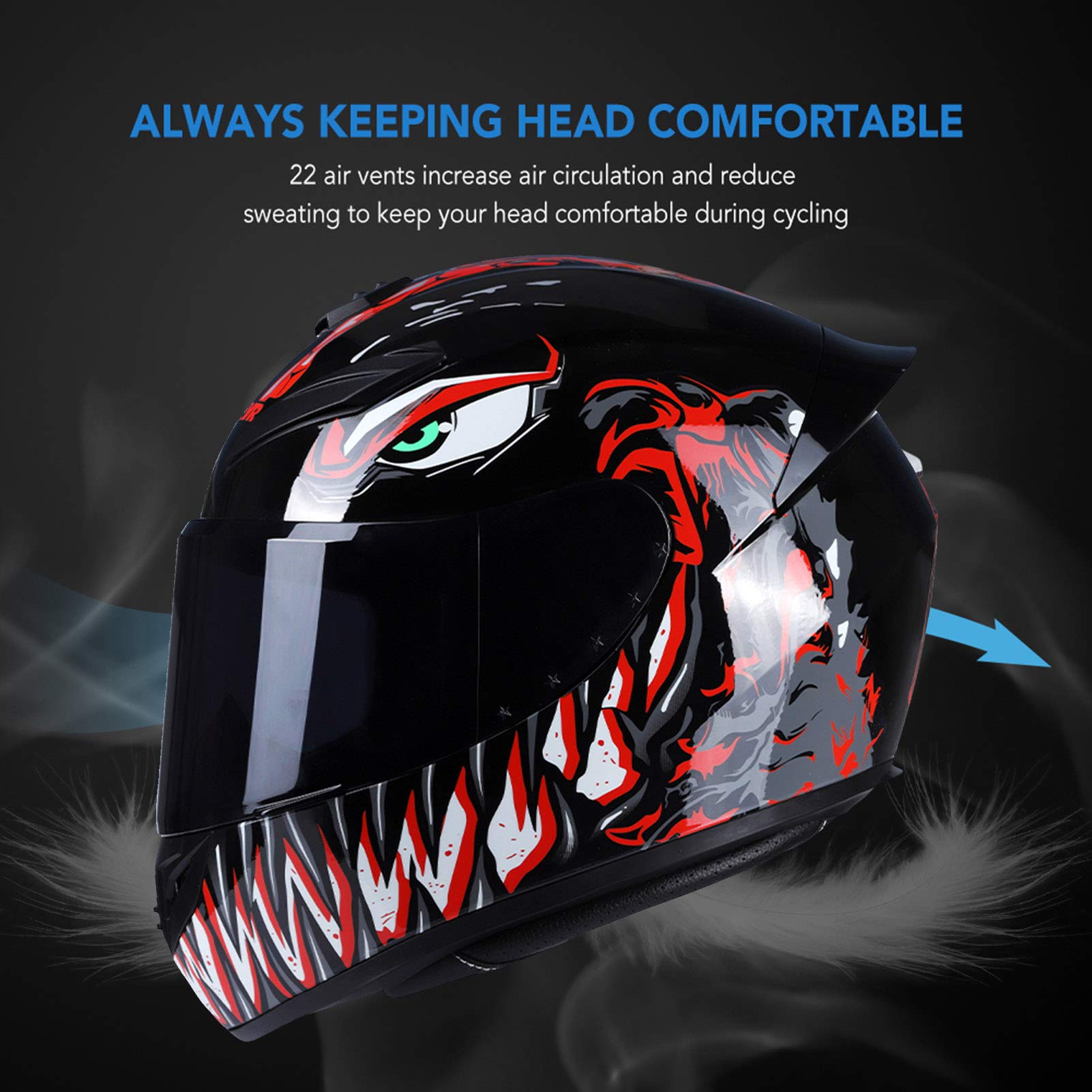 GoolRC Casco de Moto Rading Moda de Cara Completa Ligero para Carreras de Motos, Talla M