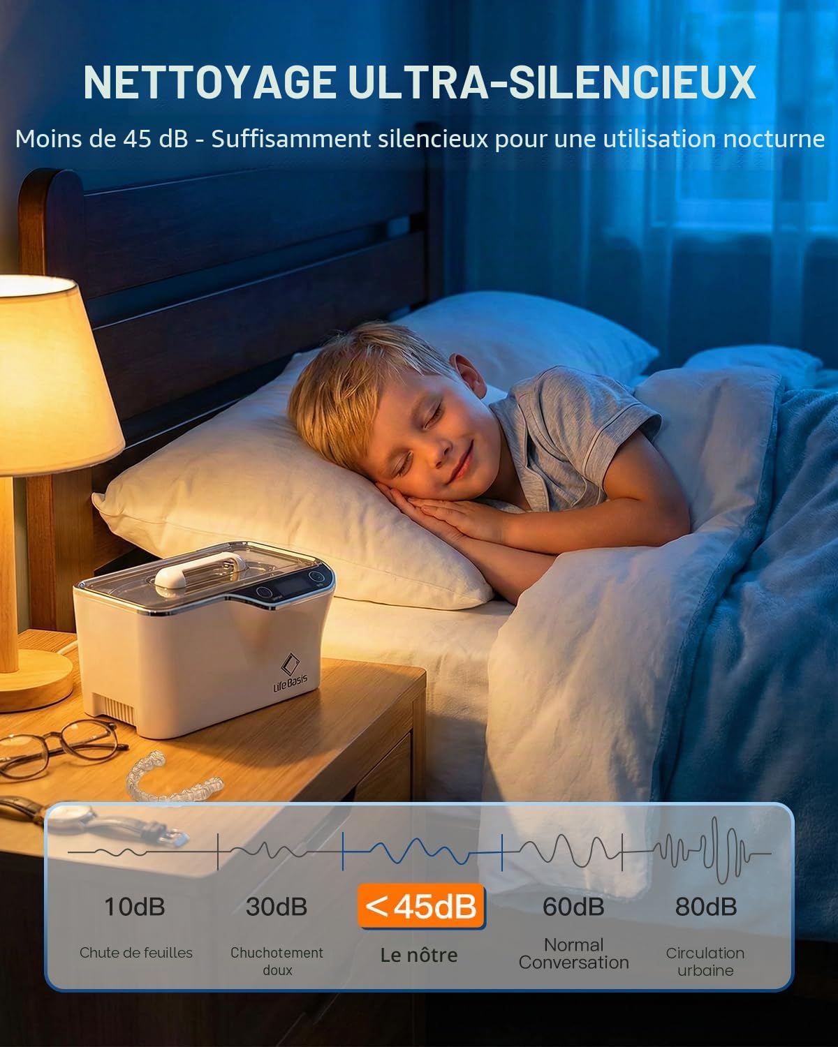 LifeBasis Nettoyeur Ultrasons 600 ml Professionnel, Bac Ultrasons avec 5 Modes de Nettoyage pour Lunettes, Bijoux, Montres, Argent et Rasoirs