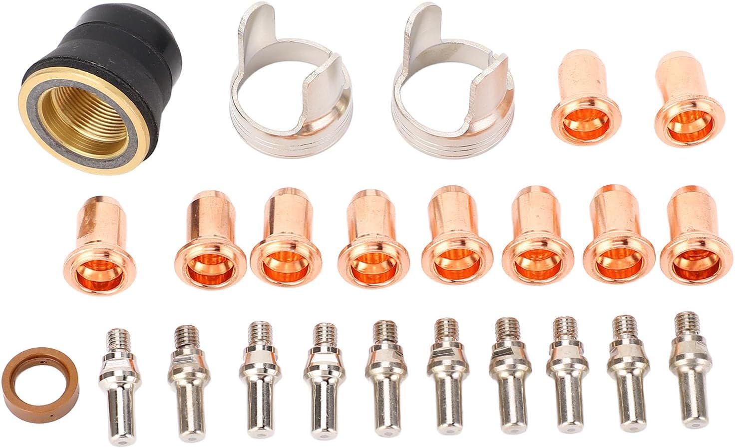 24PCS IPT40 Tip Electrode Kit, Plasma Cutter Torch Consumables, Plasma Cutter Tip Electrode Nozzle Bracket Cover Set, for YESWELDER Cut 55DS Pro Cut 65DS