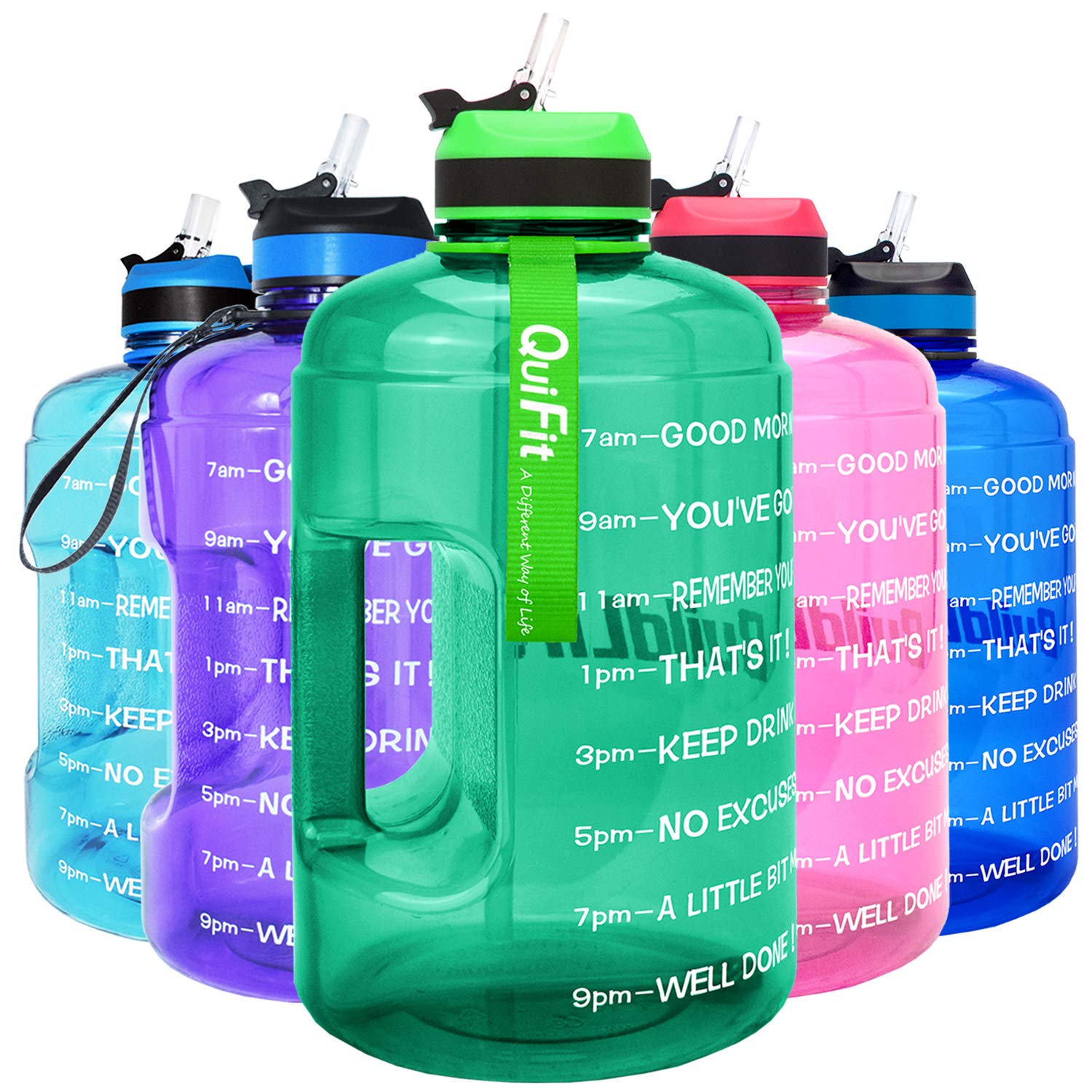 Buy QuiFit Motivational Gallon Water Bottle with Straw & Time Marker