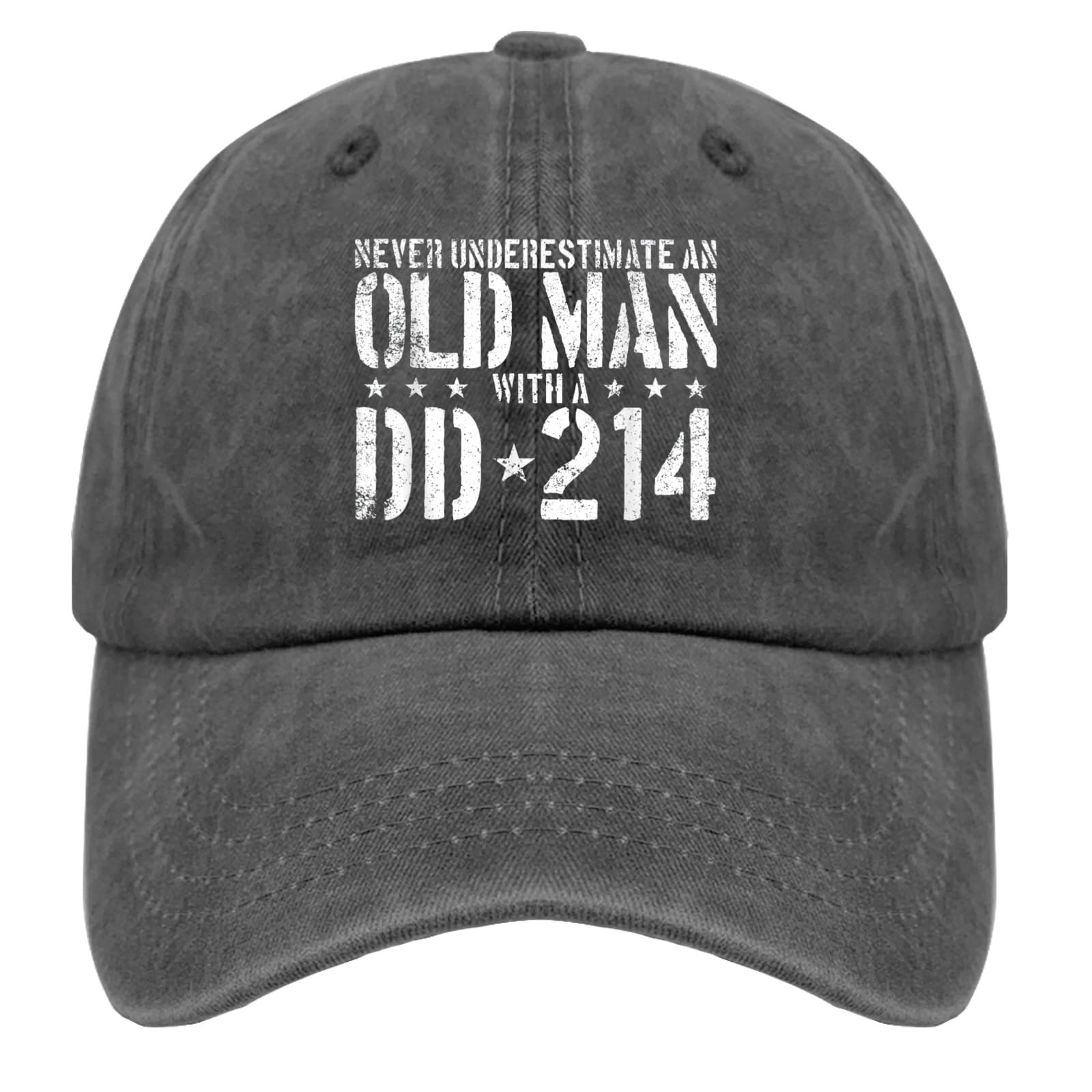 GenericNever Underestimate an Old Man with A DD-214 Hat Gifts for Women Hats for Men Womens Pigment Black Cowboy