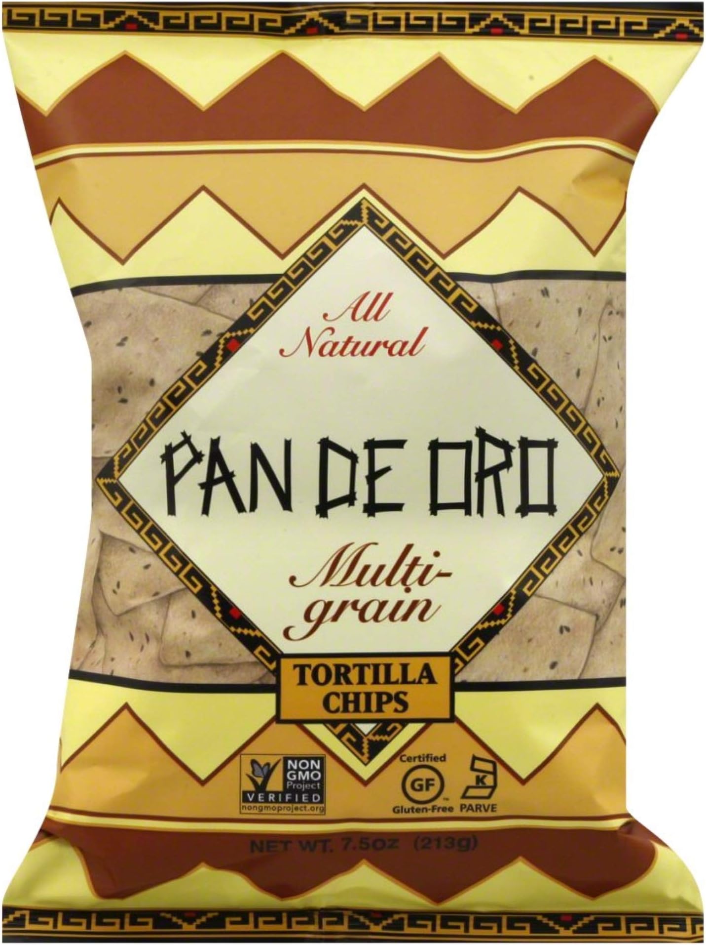 PAN DE ORO Tortilla Chips, Multigrain, 7.5 Ounce (Pack of 12)