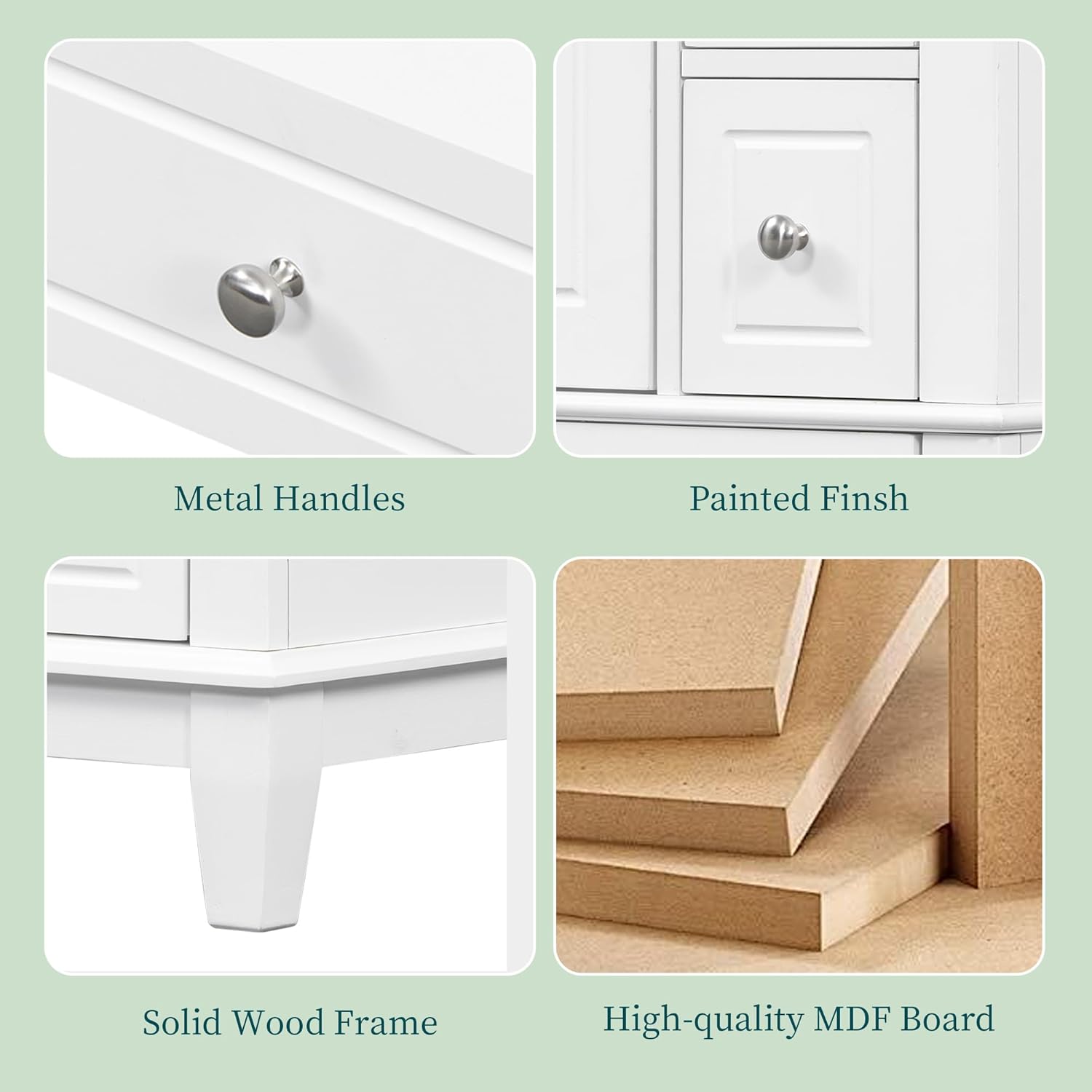 24" Bathroom Vanity with Sink and Drawers, Freestanding Vanity Cabinet with Ceramic Top and Storage Shelves, MDF and Solid Wood Base, Modern Sink Cabinet for Small Bathrooms, White
