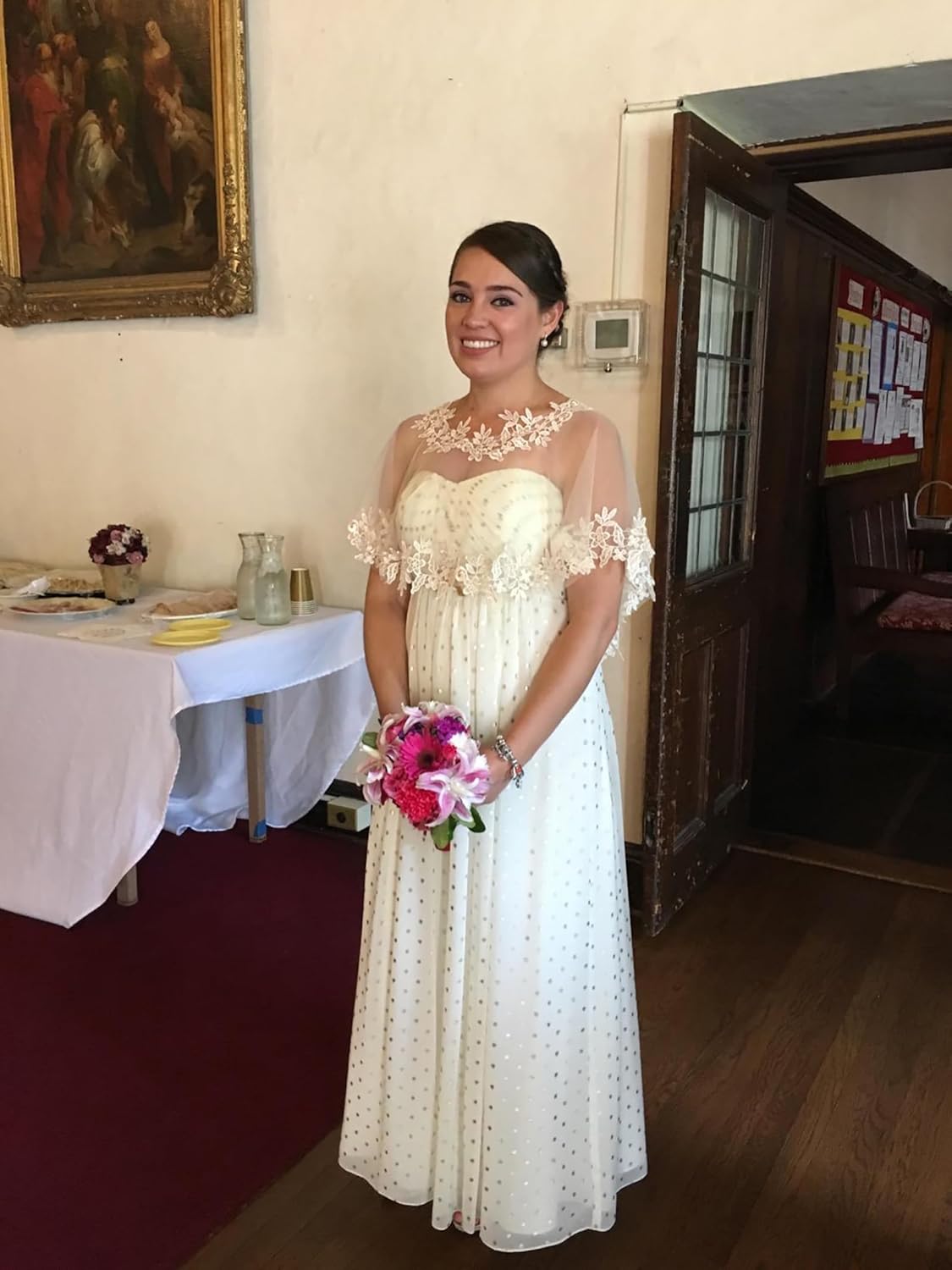 MisShow Women's Lace Appliques Shawls Wedding Bridal Cape Shoulder Covers Bolero - Image 4