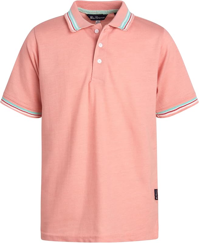 Boys Polo Shirt - Classic Fit Comfort Stretch Short Sleeve Pique Golf Polo Shirts for Boys (Sizes: 8-18)