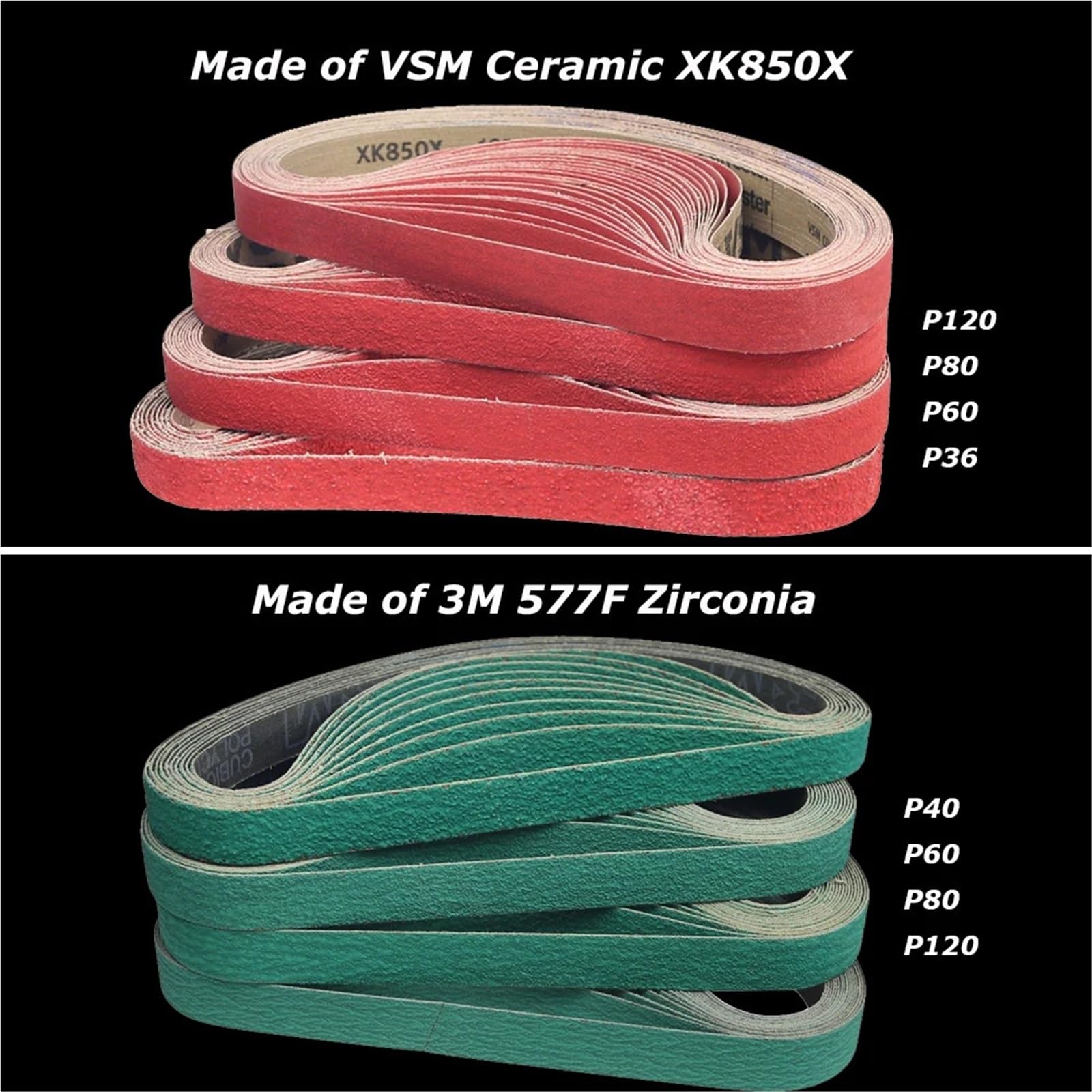 Nastri abrasivi da 762x25 mm a nastro 1x30 pollici Ceramica, zirconio, non tessuto(ZA P40 x 10pcs)