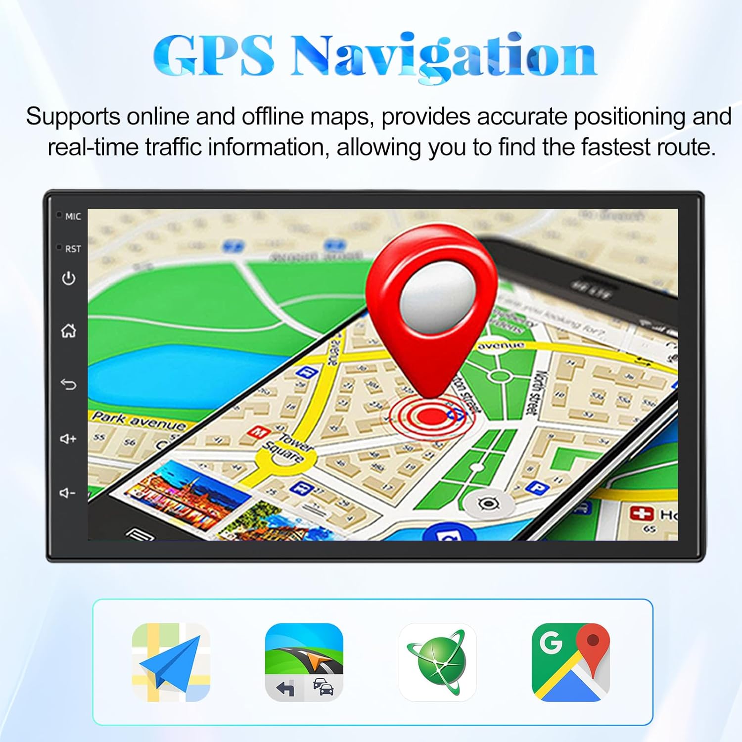 4+64G Car Stereo for Toyota T100 1992-1998 with Backup Camera, Android 15 QLED 7'' Touch Screen Car Radio with Carplay & Android Auto, Bluetooth, GPS, FM/AM RDS Radio, DSP & Mic