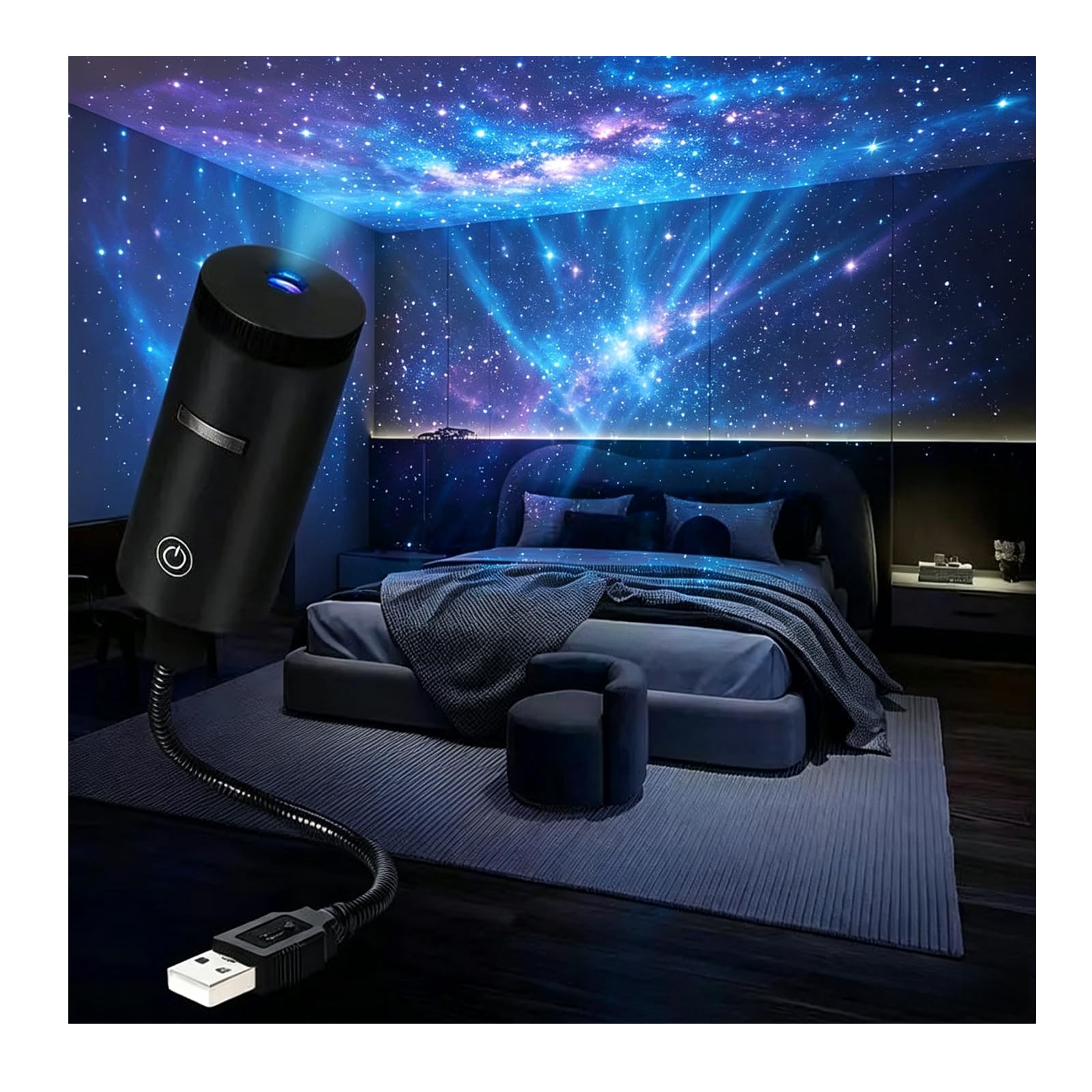 USB Star Galaxy Projector Night Light with Replaceable Films A