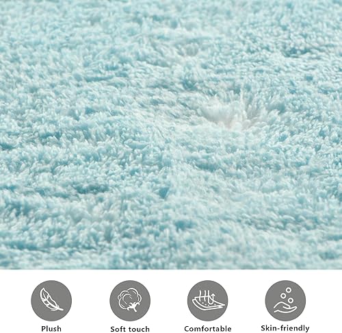 Miniatura 7 de Alfombras de felpa azul pizarra para baño, parte trasera de goma antideslizante, lavable, tapete absorbente de baño, 39 x 20 pulgadas