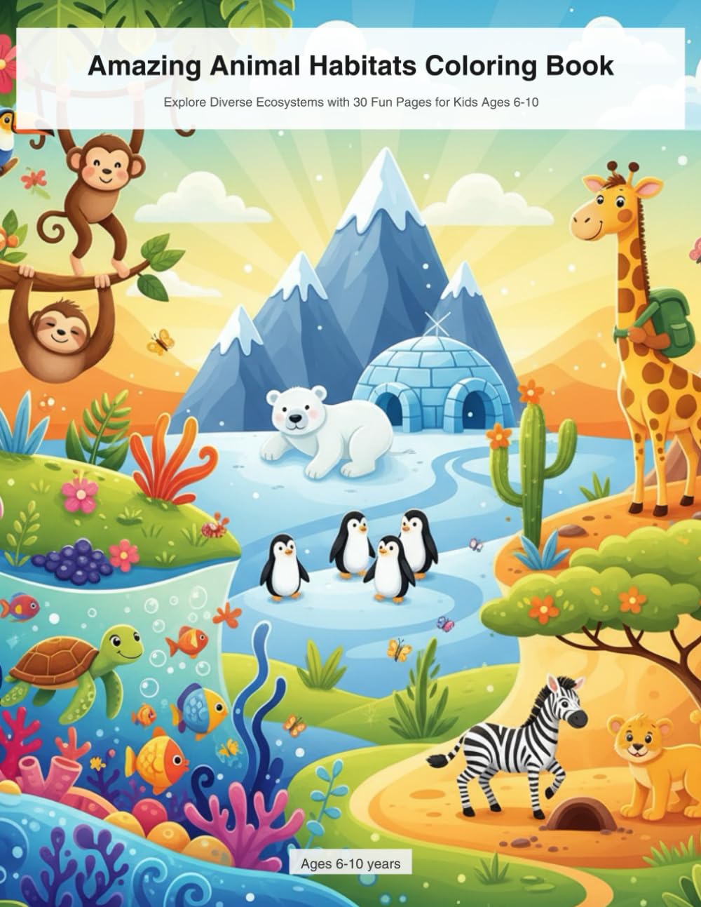 Animal Habitats & Ecosystems Coloring Book: Explore Diverse Ecosystems with 30 Fun Pages for Kids Ages 6-10