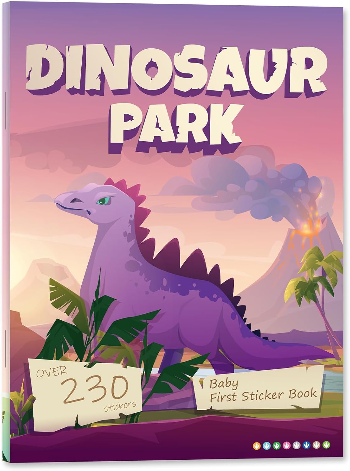 OUGERKID Dinosaur Park Stickers Book for Kids 230+Reusable