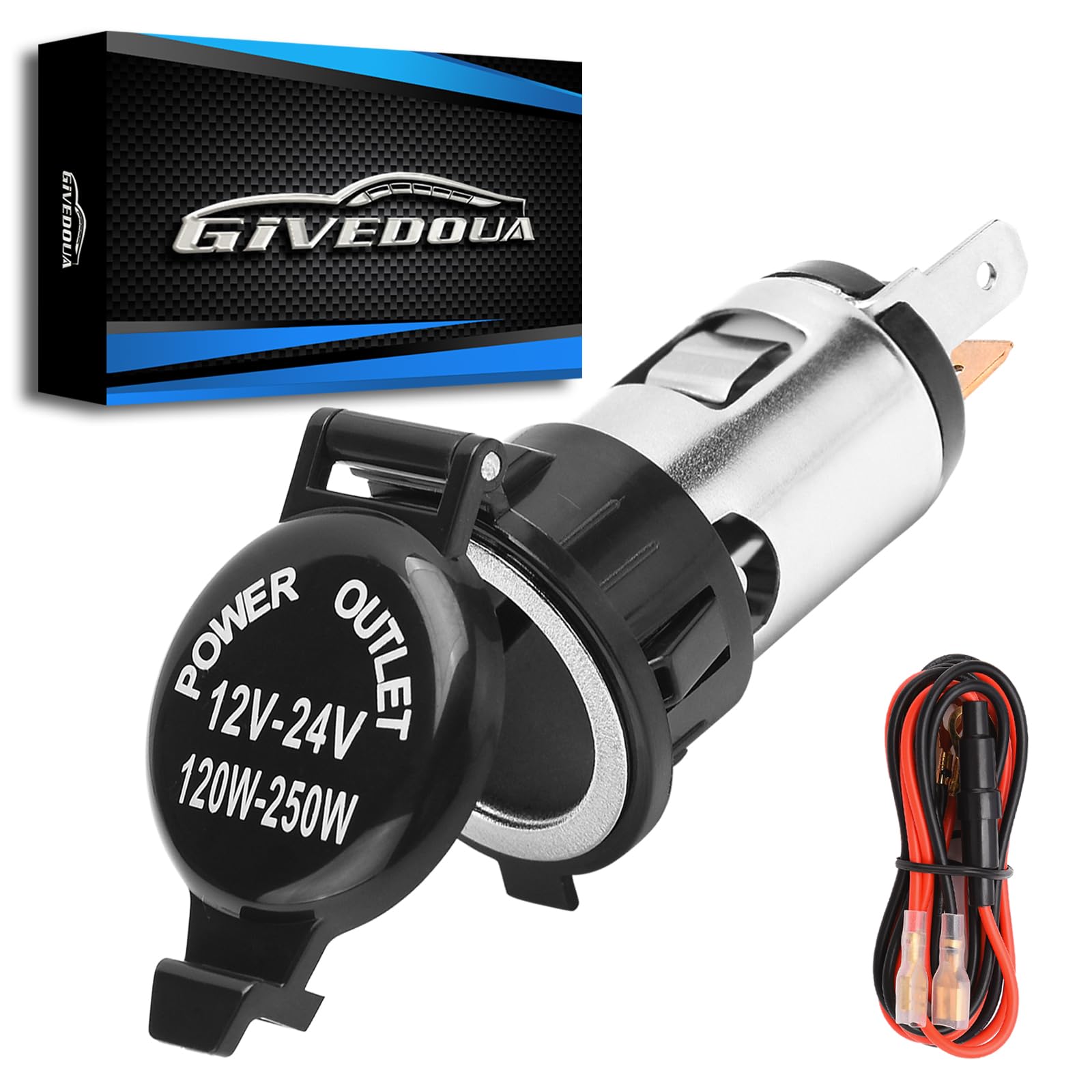 Cigarette Lighter Socket,DC 12V Car Cigarette Lighter Socket,12 Volt Female Power Outlet Socket,Cigarette Lighter Replacement with Cover Wiring Harness Waterproof for Auto Truck RV Motor Boat(1 Pack)