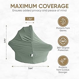 MOZAH Baby Multi-Use Cover: 9-in-1 Car Seat Covers for Babies, Nursing Cover for Breastfeeding & More, Ultra-Soft & Stretchy Infant Car Seat Cover (Roman Green)