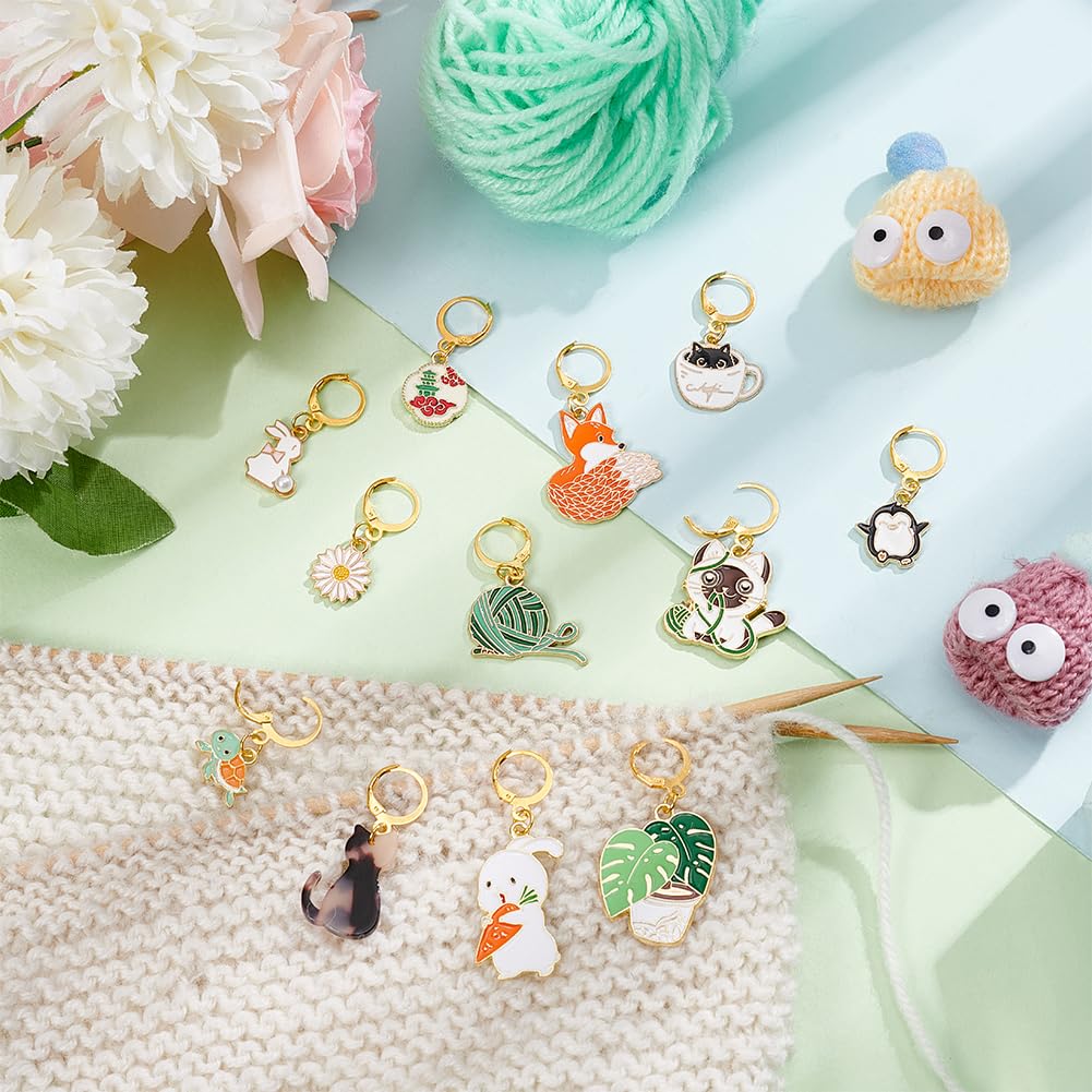NBEADS 20pz Numero 0~9 Segnapunti, Ciondoli Segnapunti in Lega Smaltata Numero Piatto Rotondo Rimovibile Segnapunti per Maglieria Tessitura Accessori Cucire Trapuntatura Creazione di Gioielli, Nero