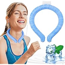 Neck Cooling Tube, Portable Wearable Cooling Neck Wraps Freezes Below 64&deg;F, Reusable Ice Ring Body Cooling Products for Indoor Outdoor Sports, Outdoor Workers (Blue, L)