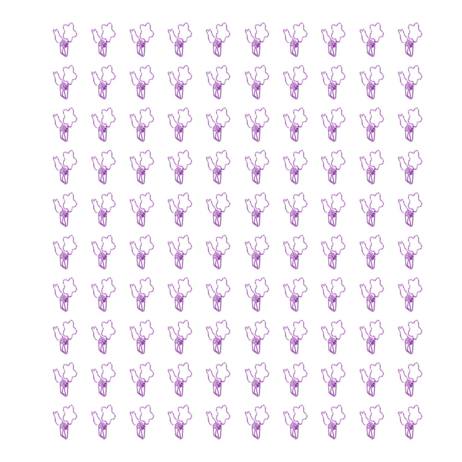 Pinces à reliure en fleur violettes : 100 pinces à papier force pour documents bureau.