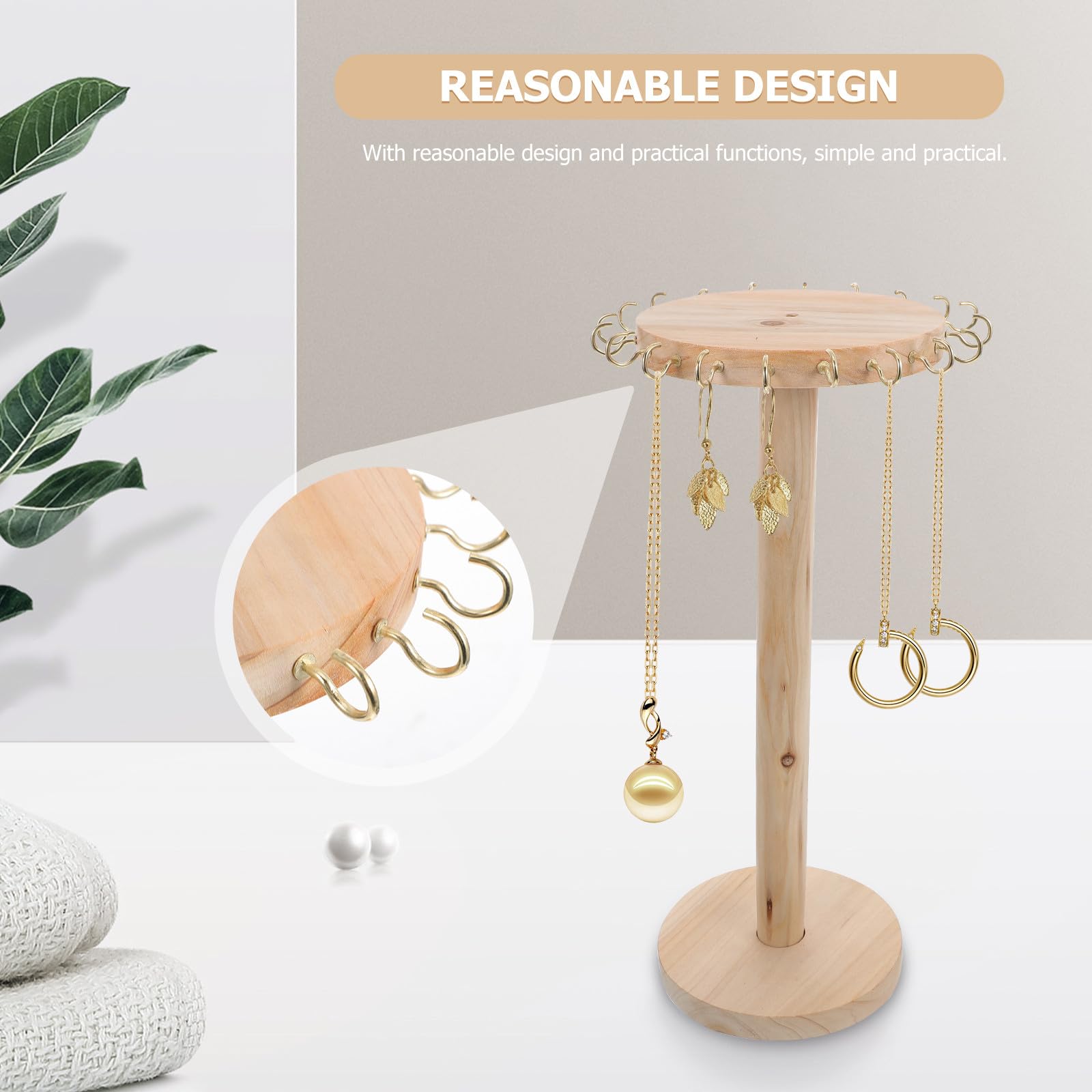 GARVALON Schmuckpräsentationshalter mit Offenem Stauraum für Ohrringe und Halsketten Einfacher Schmuckorganizer im Natürlichen Design für Zuhause und Arbeitsbereich