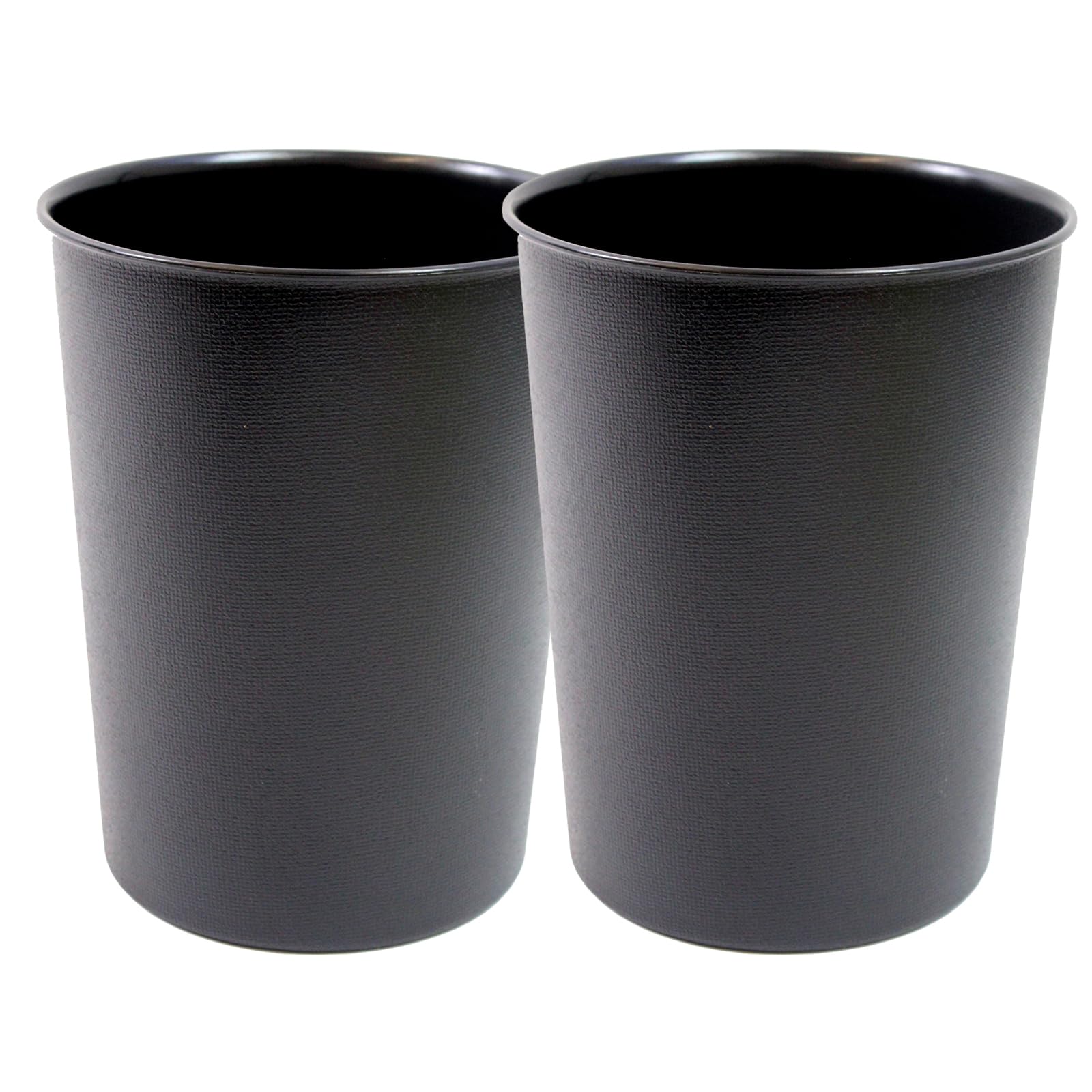 EDS Round Waste Paper Bin |Modern Chequered Design| Lightweight Sturdy Plastic 5L Waste Paper Basket | Small Waste Bin For Bedroom, Lounge, Office And Desk (PACK OF 2, BLACK) โ image 1