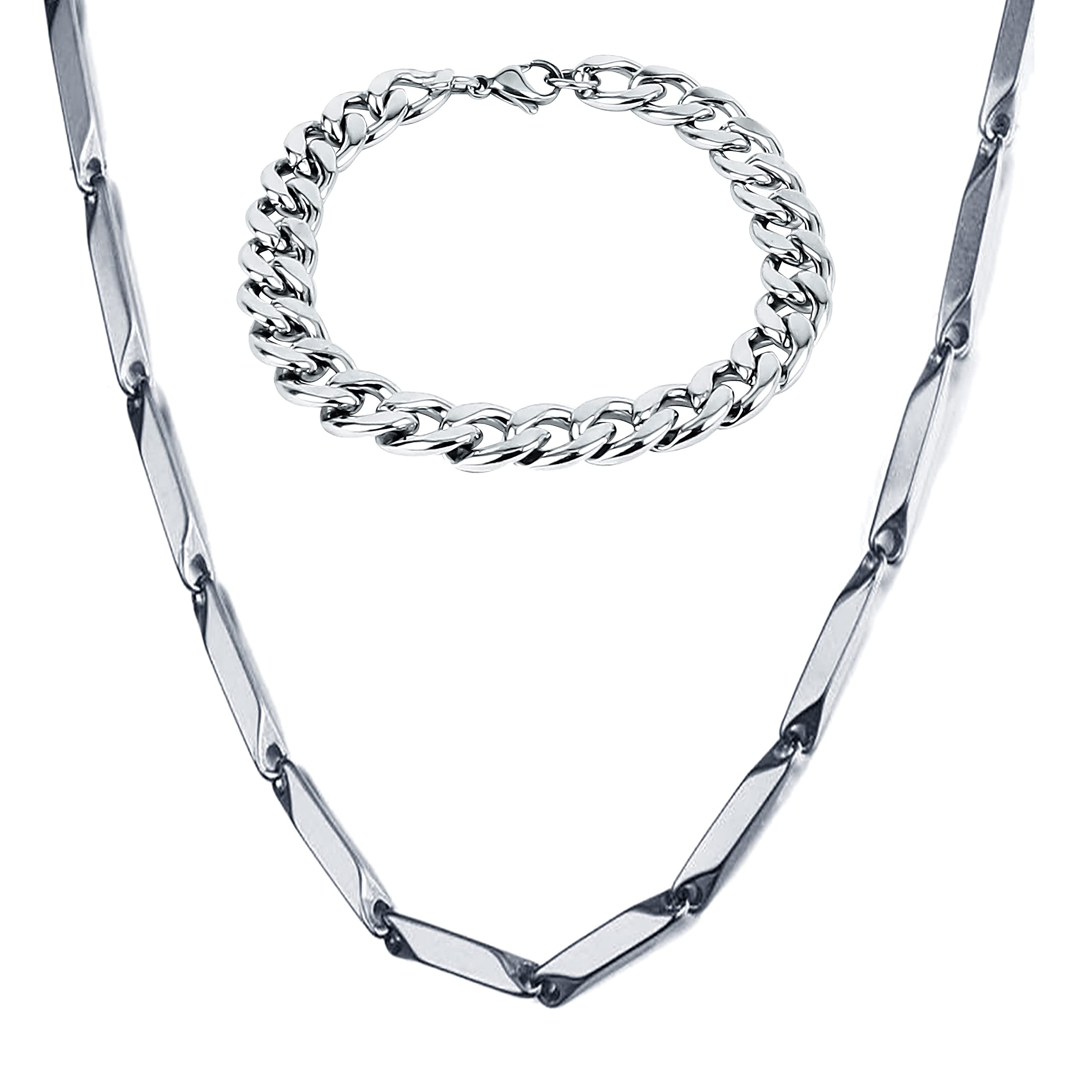 Fashion Frill Limited Edition Stainless Steel Chain With Bracelet Jewellery For Men/Boys (B09BL945DZ) Amazon Price History, Amazon Price Tracker
