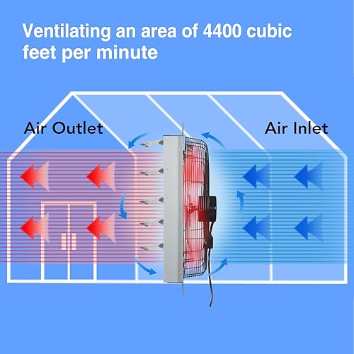 Miniatura 5 de KEN BROWN Ventilador de escape de obturador de 24 pulgadas con cable de alimentación de 5.4 ft y controlador de velocidad montado en la pared, alta