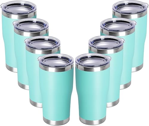 Miniatura 25 de DOMICARE vaso de doble pared con aislamiento al vacío, 20 onzas, con tapa, vaso de viaje de acero inoxidable, vaso de café con recubrimiento