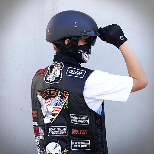 Miniatura 4 de VCOROS - Casco de cara abierta de fibra de carbono estilo retro para motocicleta, cascos de media cara para hombres y mujeres, para moto, crucero,