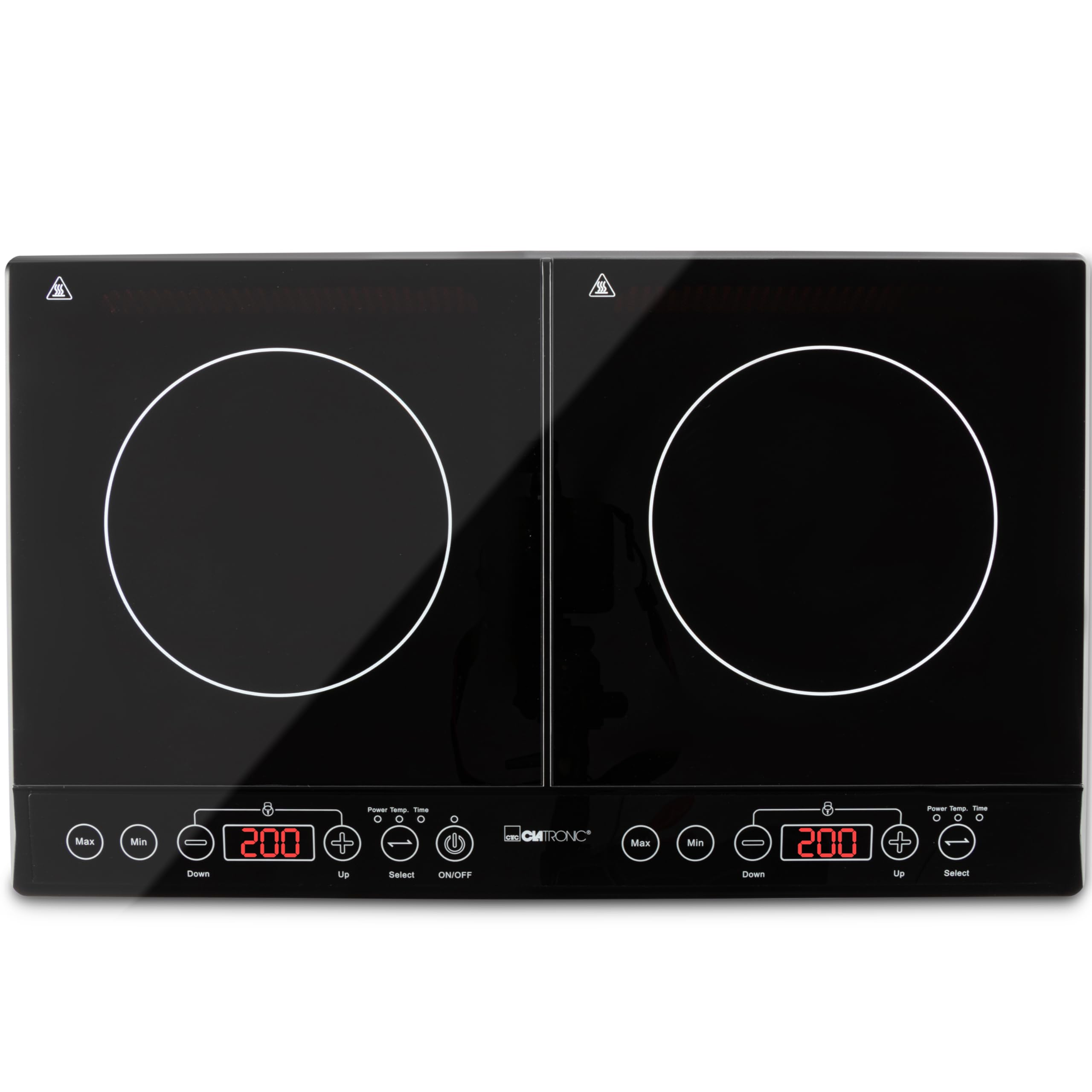 Clatronic DKI 3609 Induktions-Doppelkochplatte mit ECO-Save-Technologie und Sensor Touch-Bedienfeld