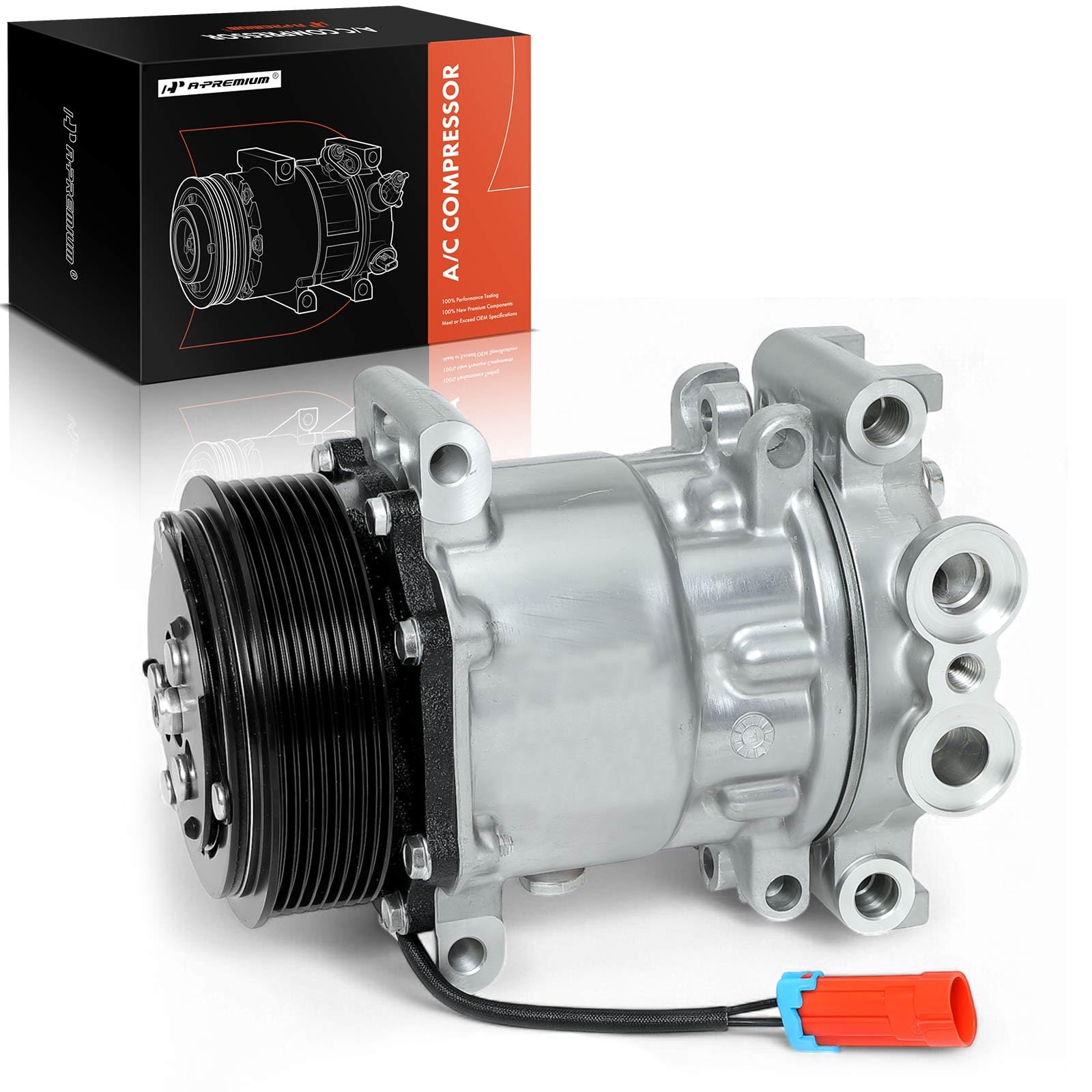 A-Premium A/C Compressor with Clutch Compatible with Chevrolet, GMC, Isuzu Models - T6500 T7500 7.8L 2004-2009, FRR FTR FVR FXR HTR HVR