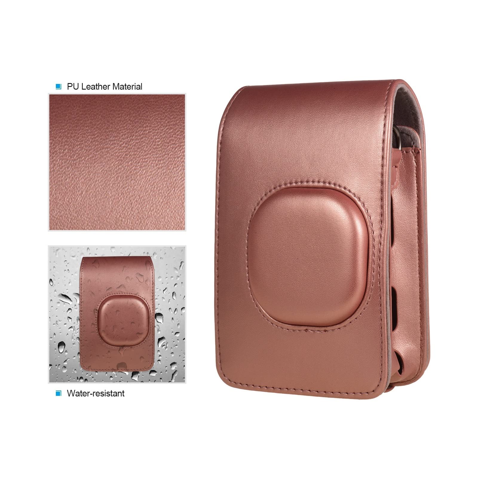 HCZION Sacca for mini fotocamera morbida retrò Pu Copertura in pelle con tracolla cinghia adatta for fujifilm adatta for instax mini adattamento for la custodia for fotocamera istantanea liplay(Black)