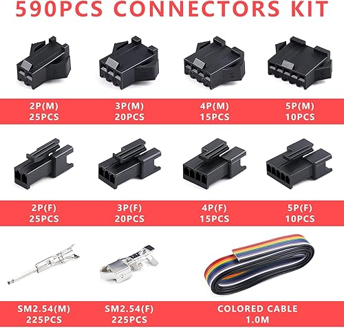 Miniatura 3 de Knoweasy Herramienta de crimpado Jst con 590 conectores JST-XH Kit - Crimpadora de ahorro de trabajo de 24-16 AWG para AMP-TE 2.84.04.86.3,