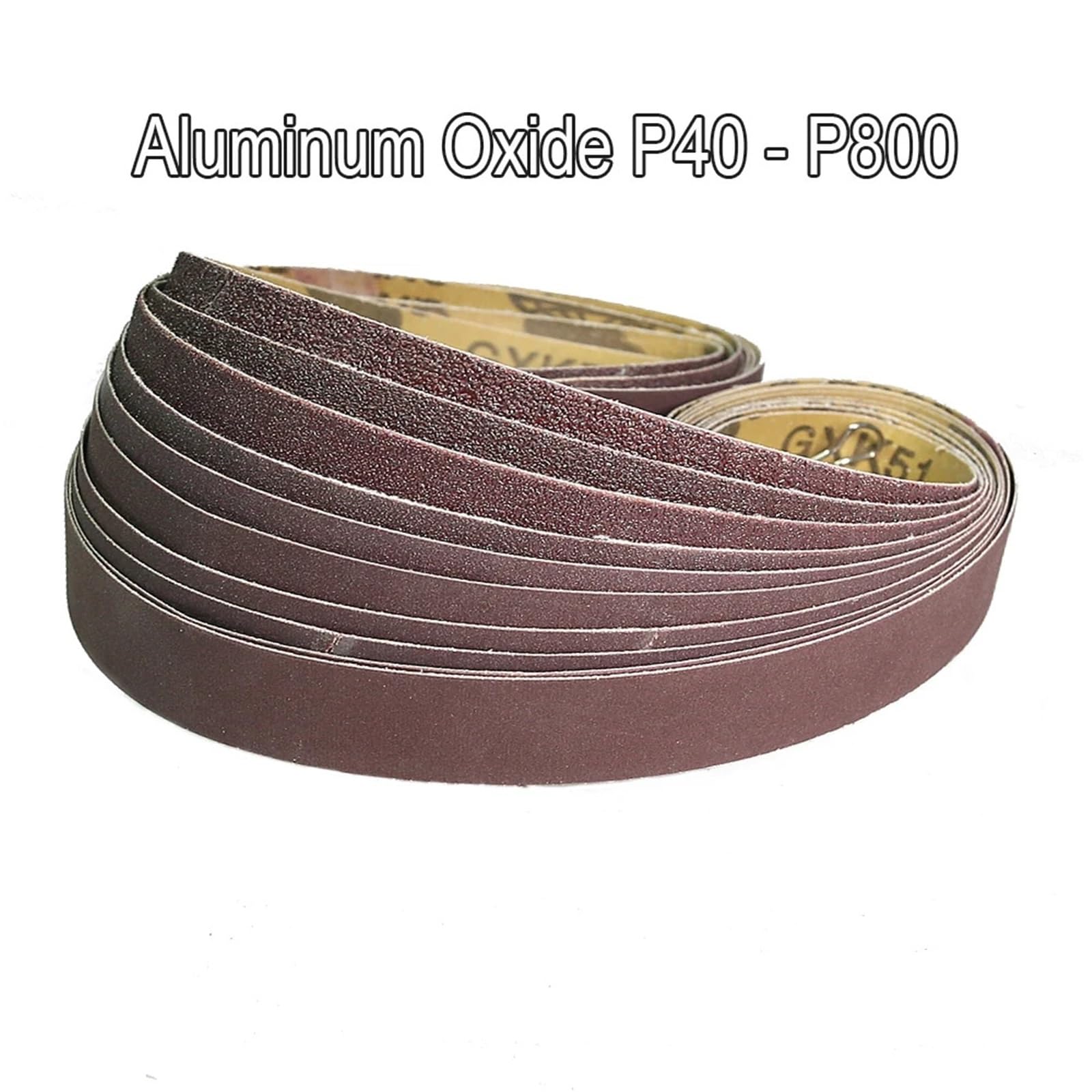 10 nastri abrasivi in ossido di alluminio, 762 x 25 mm, per levigatrice a nastro, lavorazione del legno e lucidatura dei metalli (P800)