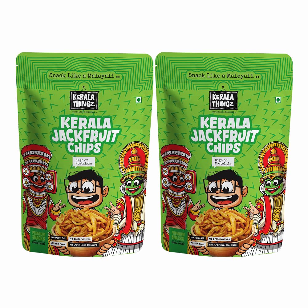 Kerala Thingz Jackfruit Chips Kerala 300g | Crispy Jackfruit | Authentic Namkeen | Healthy Chips Pack | Healthy Snacks for Adults & Healthy Snacks for Kids | Premium Jackfruit chips from Kerala | Chakka chips (300g)