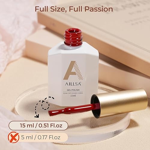 Miniatura 7 de AILLSA Esmalte de uñas de gel rojo cereza oscura burdeos, esmalte de gel de color sangre de invierno, esmalte de gel de granate, carmín opaco,