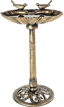 Patio Premier 311005 Brushed Bronze Sitting Pair Resin Birdbath