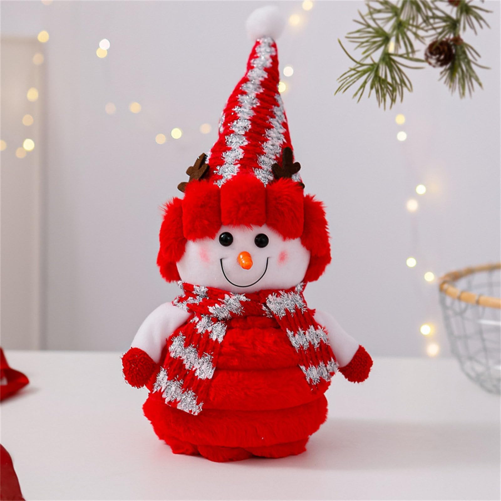 Decoración de muñeco de nieve de Navidad con algodón duradero para el hogar, oficina, vacaciones, fiesta, festival, festival, muñeco de nieve, adorno de peluche para fiestas de invierno, material de